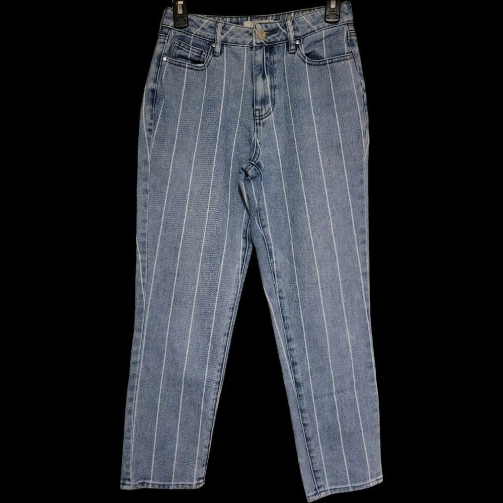 PacSun Blue & White Pinstripe Tapered Jeans Size 25 Womens 100% Cotton, 25x25.5